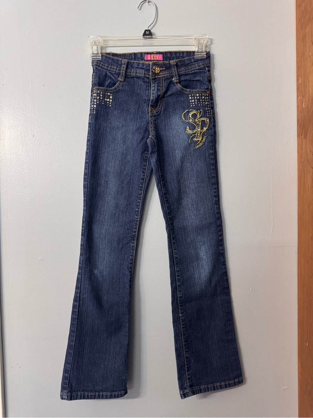 Vintage Y2K Southpole Girls Jeans Size 10 Sequin Embroidered Flare Denim